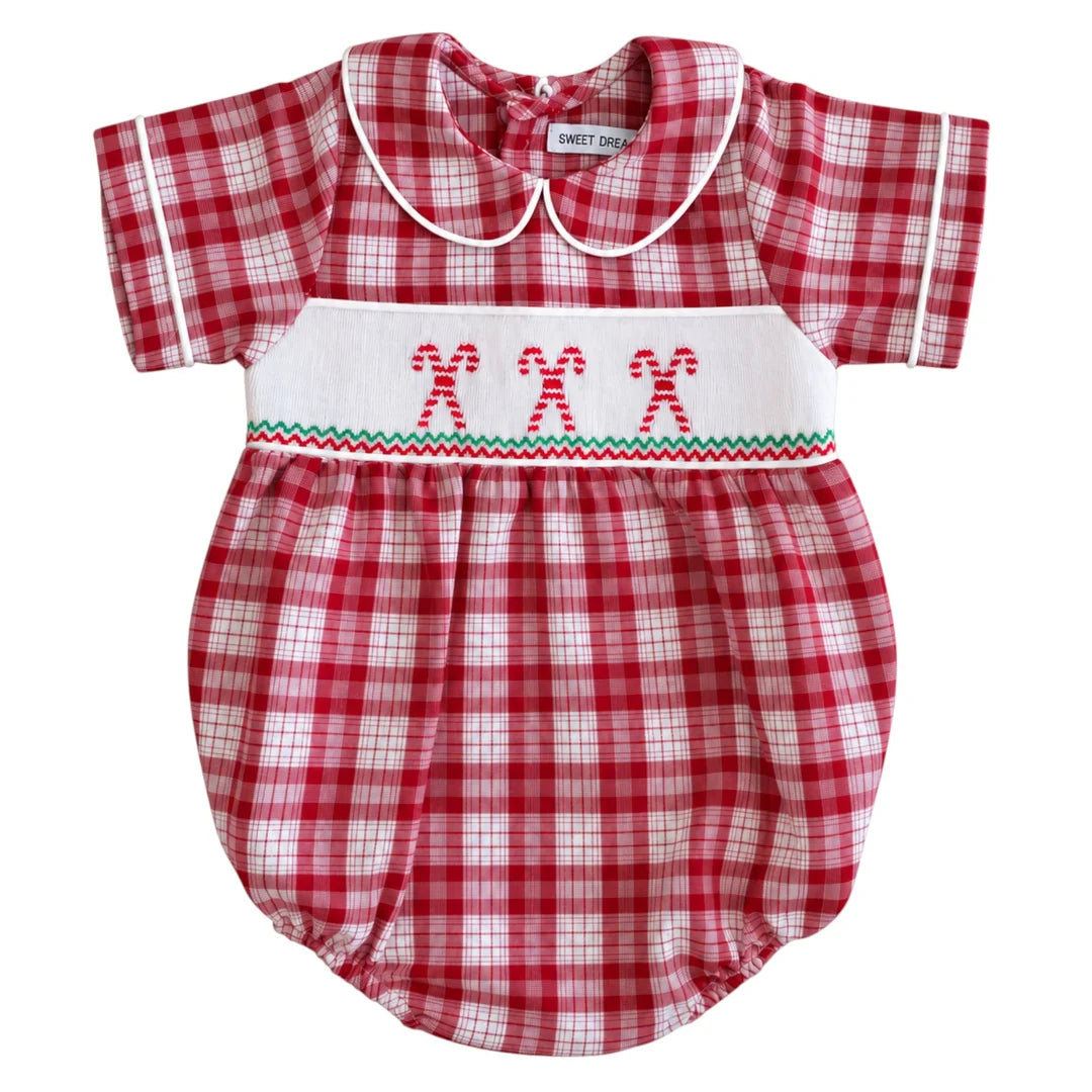 Boy Candy Cane Smocked Bubble - Magpies Paducah