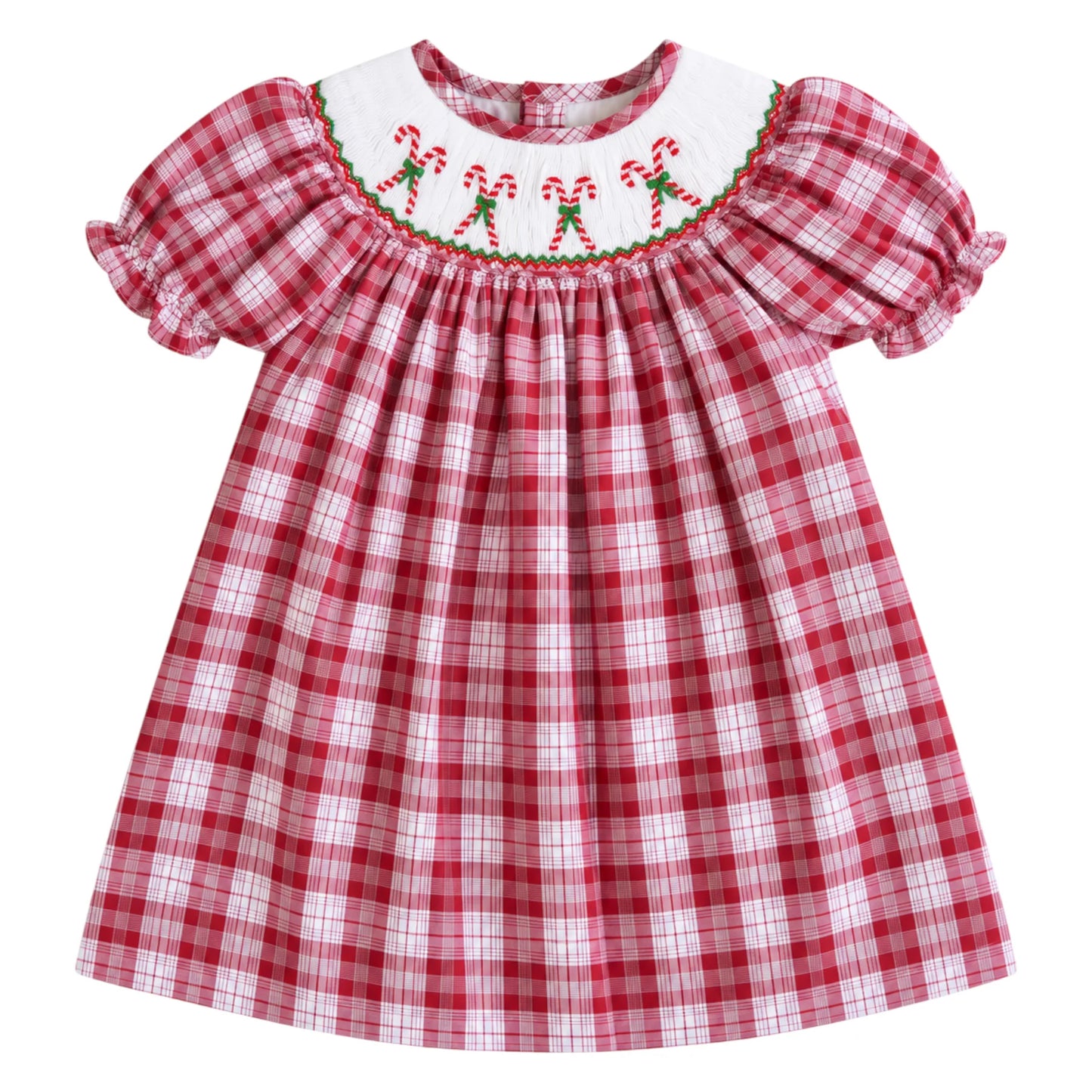 Girl Candy Cane Smocked Dress - Magpies Paducah