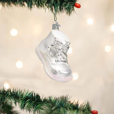 White Baby Shoe Ornament - Magpies Paducah