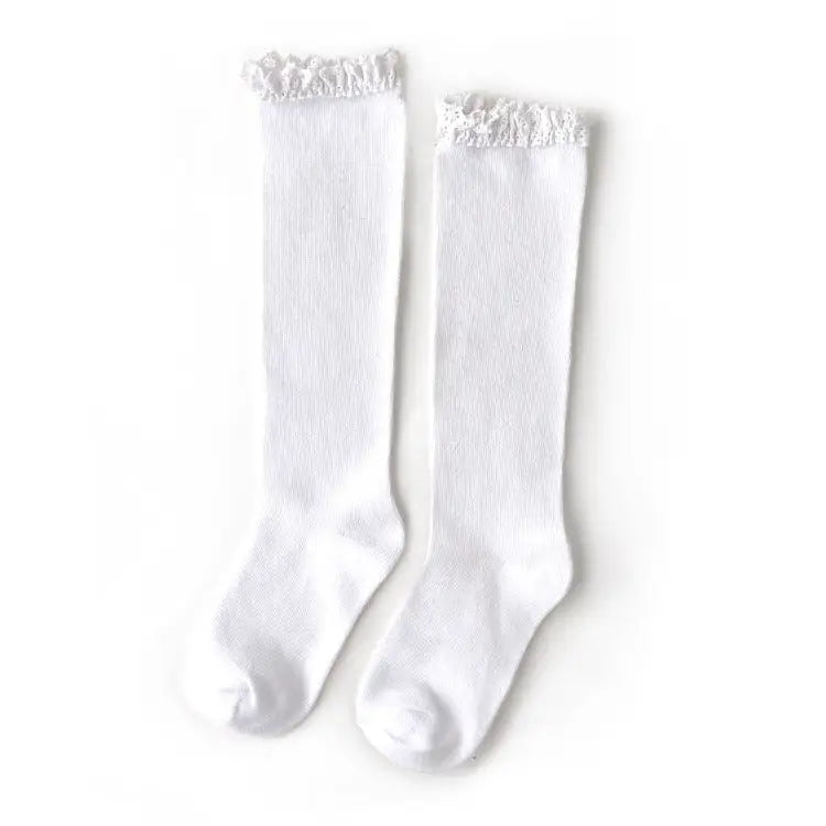 White Lace Top Knee Highs - Magpies Paducah