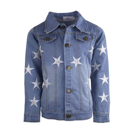 Women's Star Leather Patched Denim Jacket - Magpies Paducah