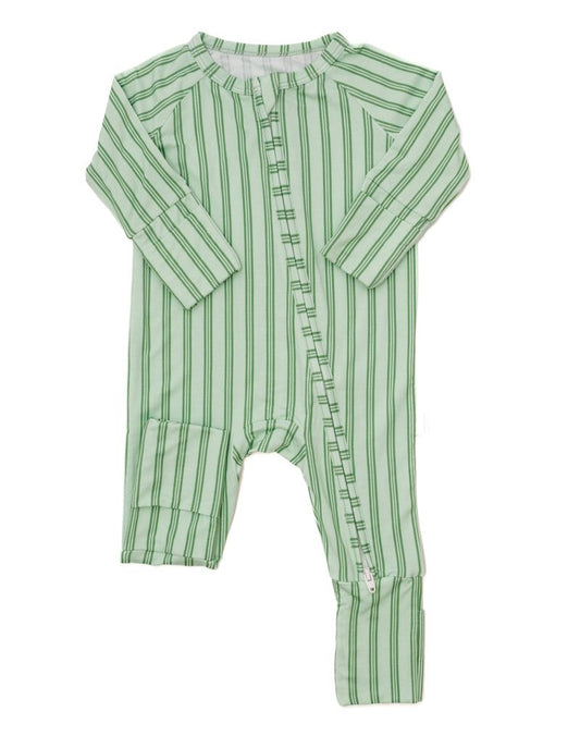 Green Ticking Sleep Romper - Magpies Paducah
