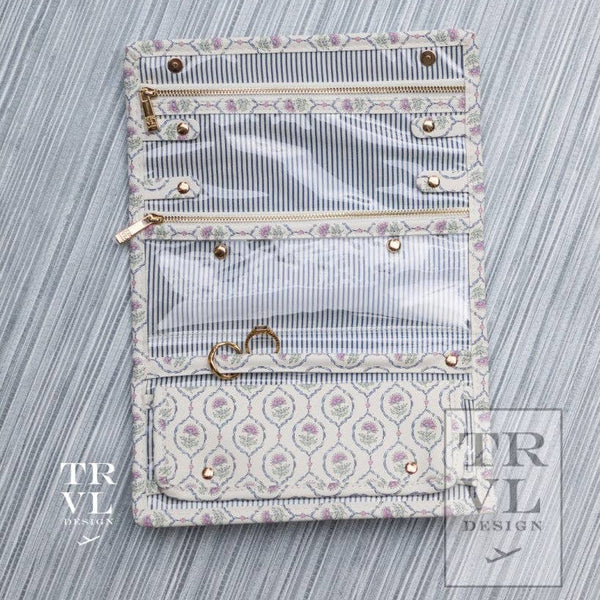 Luxe Jewelry Wallet, Antibes / Navy Pinstripe