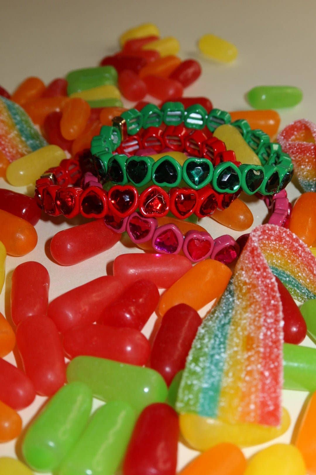 Candy Gem Bracelet, Green Heart
