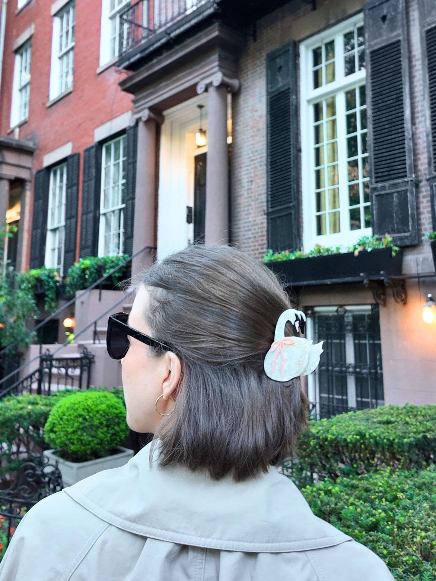 Hand-painted Bow Swan Claw Hair Clip | Eco-Friendly