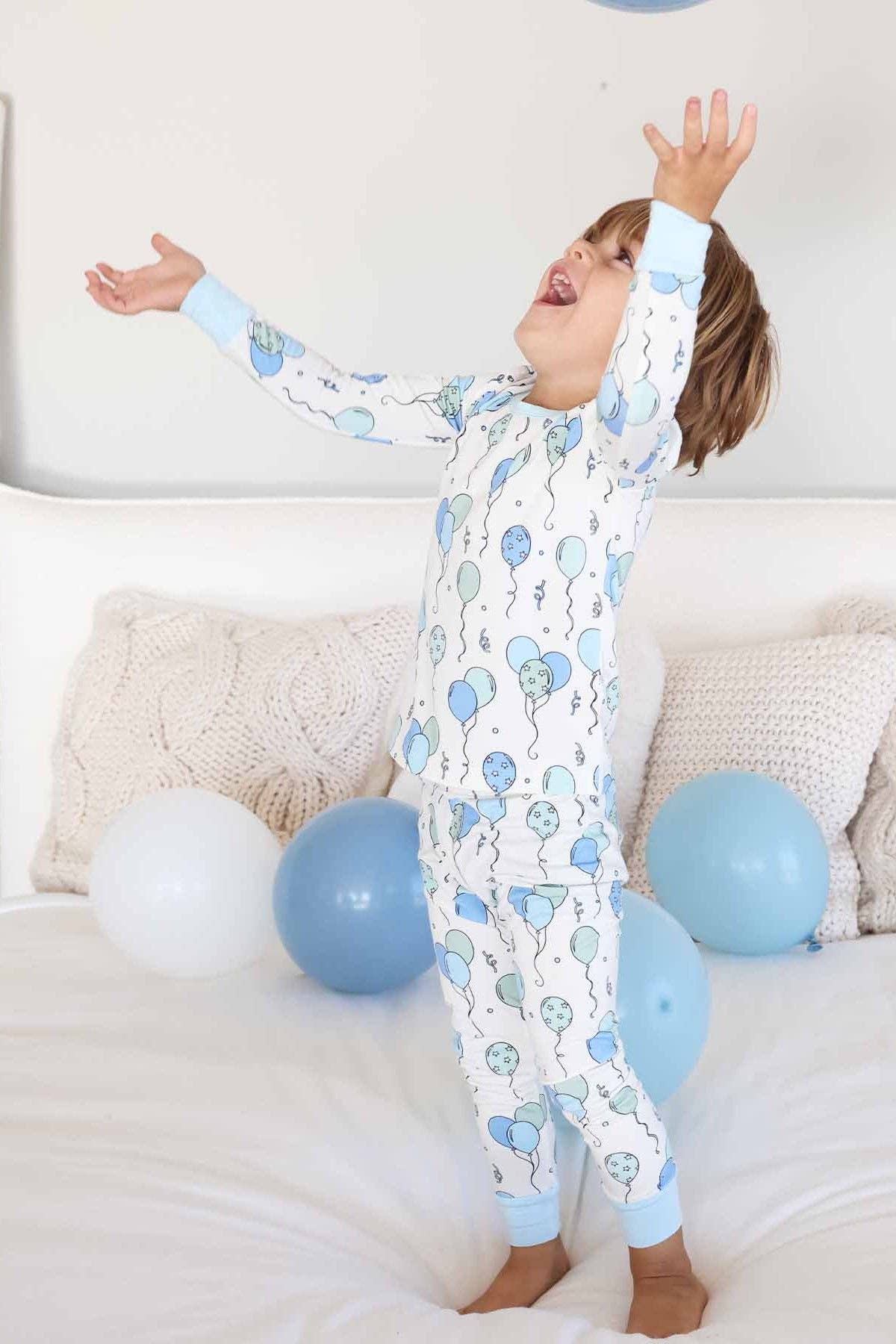Party Time Two Piece Pajama Set, Blue