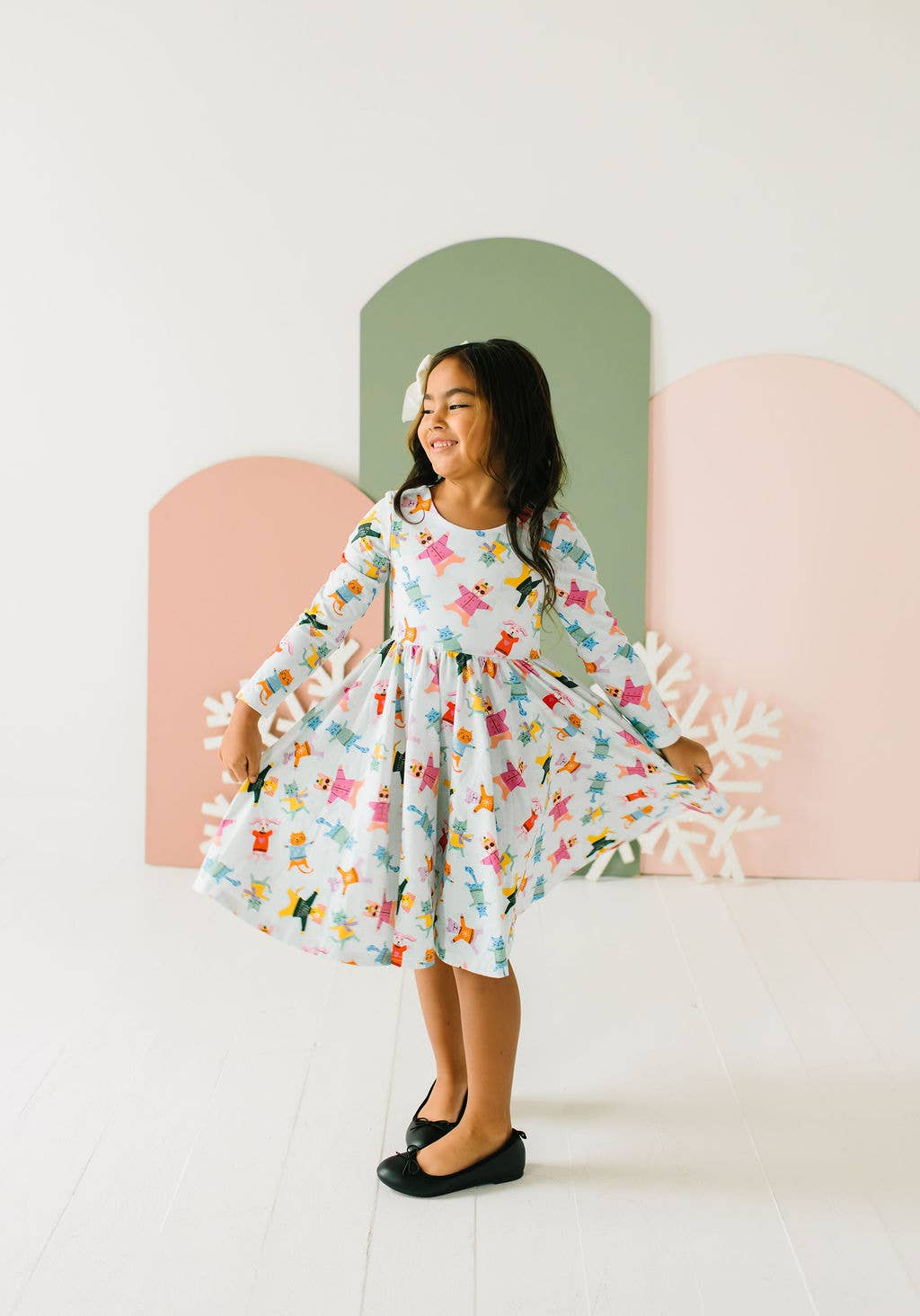 Gwendolyn Dress in Snow Cats