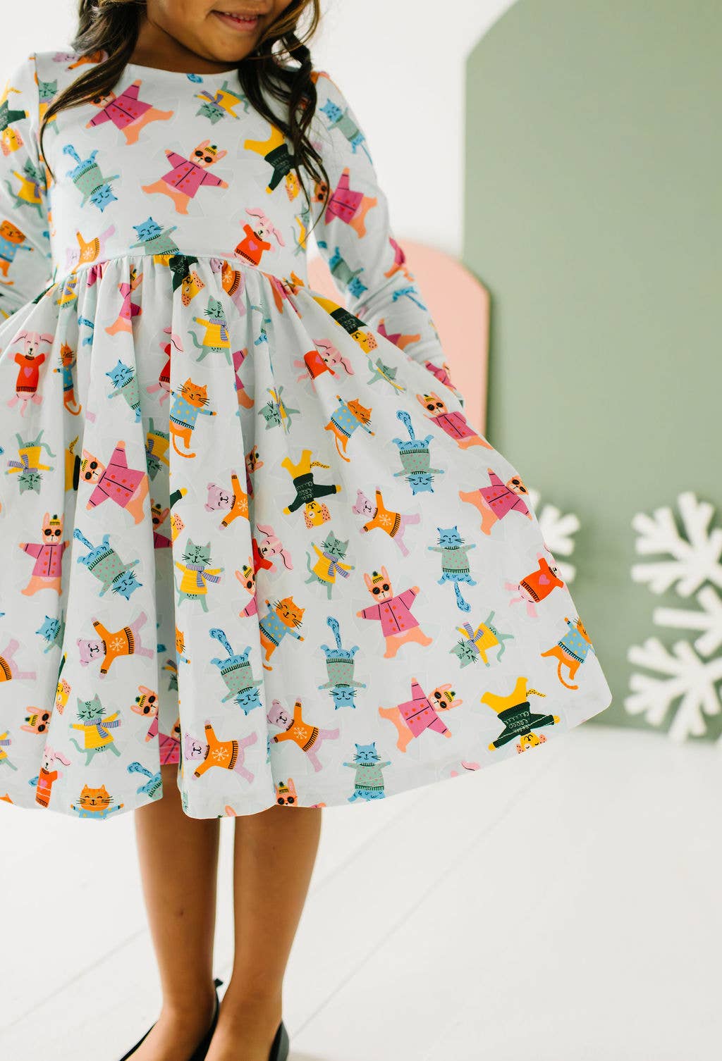 Gwendolyn Dress in Snow Cats