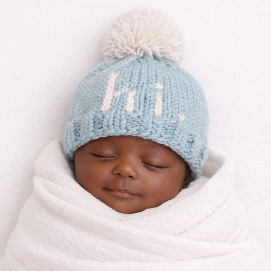 Hi Hand Knit Beanie, Surf Blue