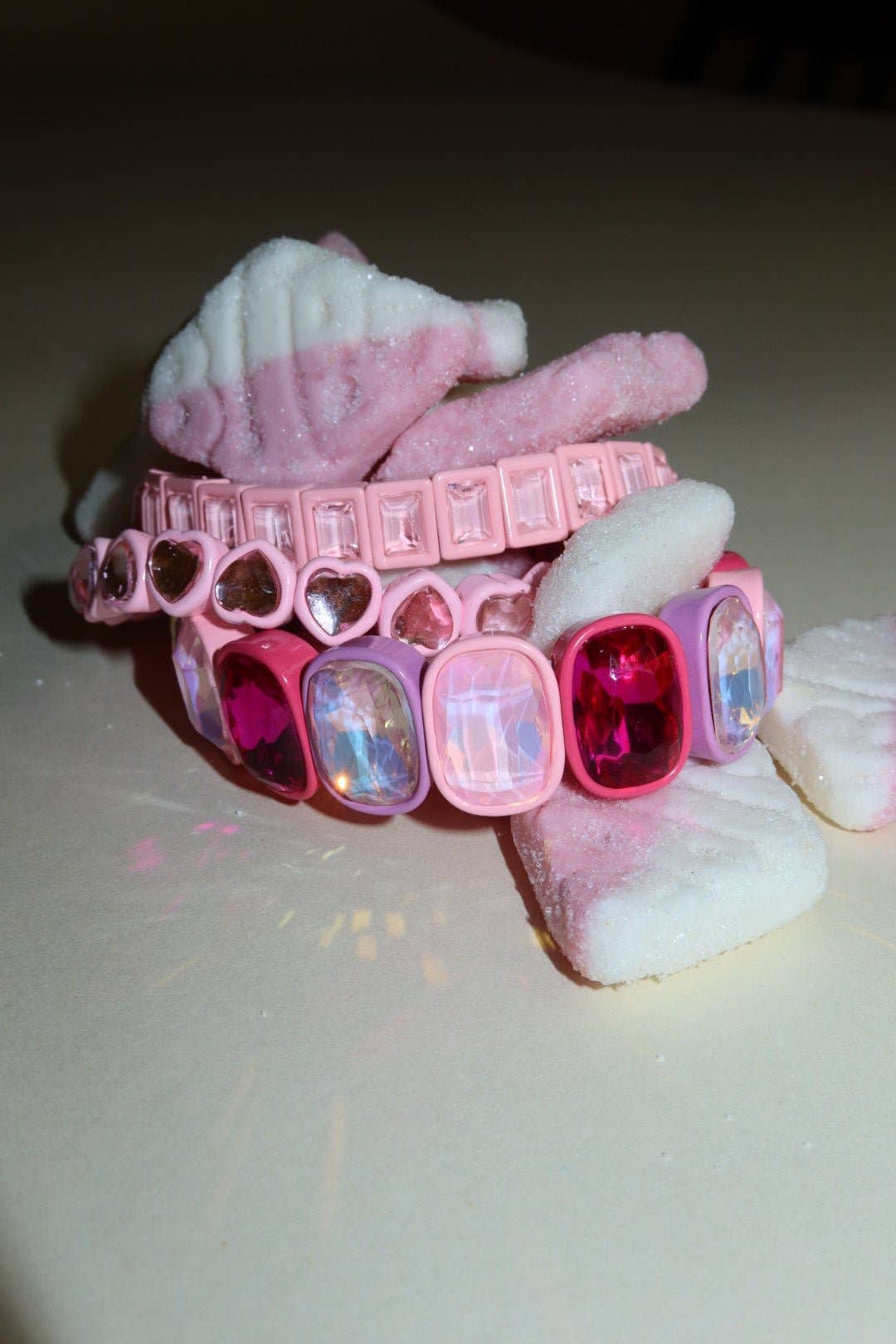Candy Gem Bracelet, Baby Pink Block