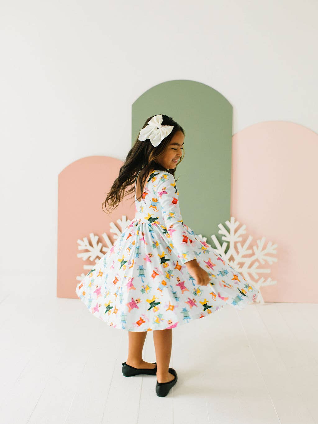 Gwendolyn Dress in Snow Cats