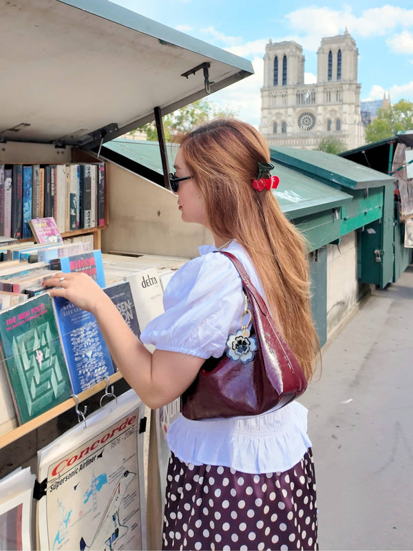 Hand-painted Cherry Hearts Hair Claw Clip | Eco-Friendly