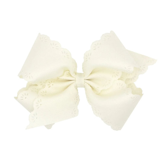 Medium Grosgrain Bow, Eyelet Flower-Embossed Edges (Assorted Colors!) - Magpies Paducah