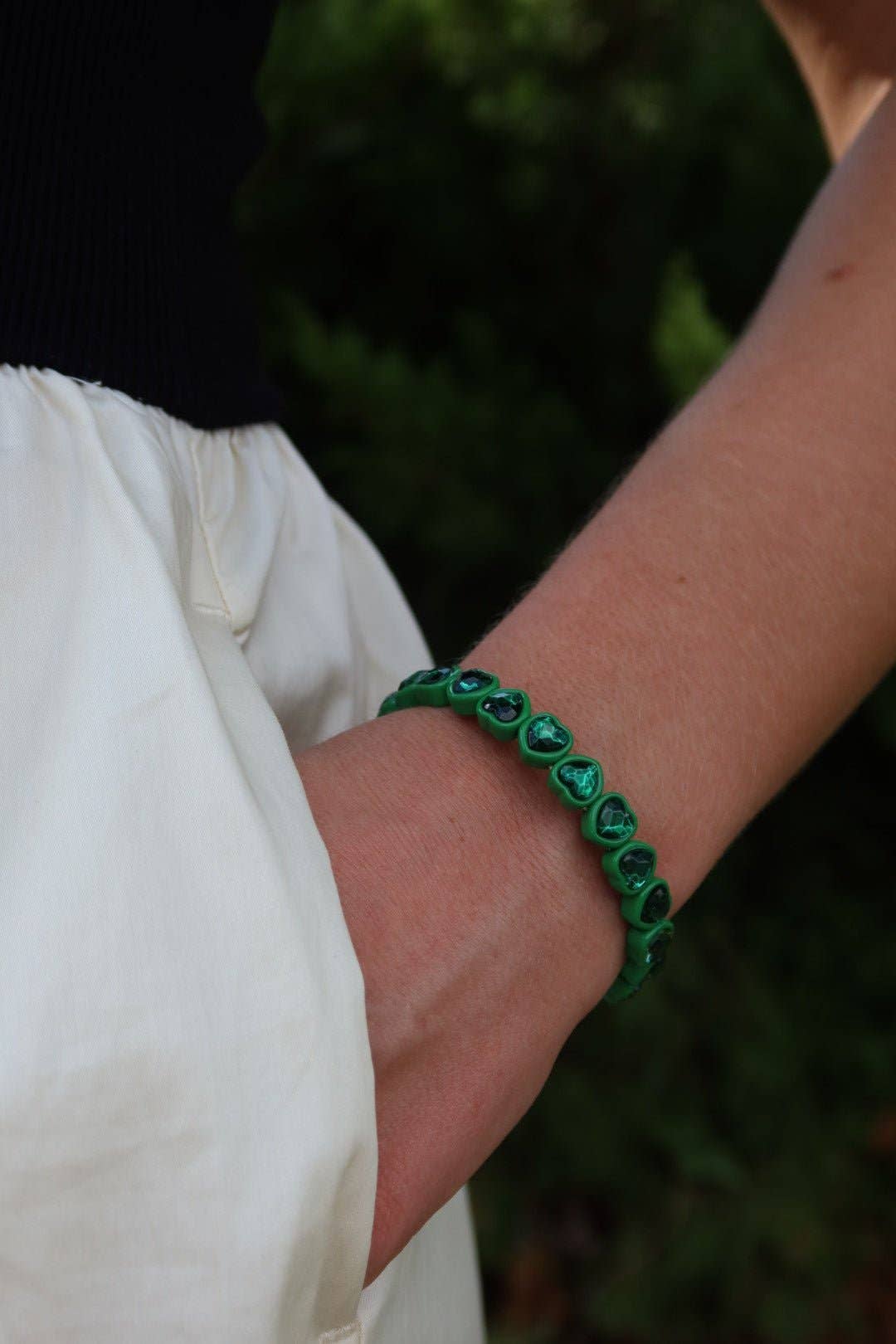 Candy Gem Bracelet, Green Heart