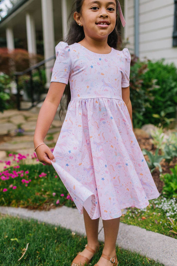 Puff Dress in Dreamy Unicorn - Magpies Paducah