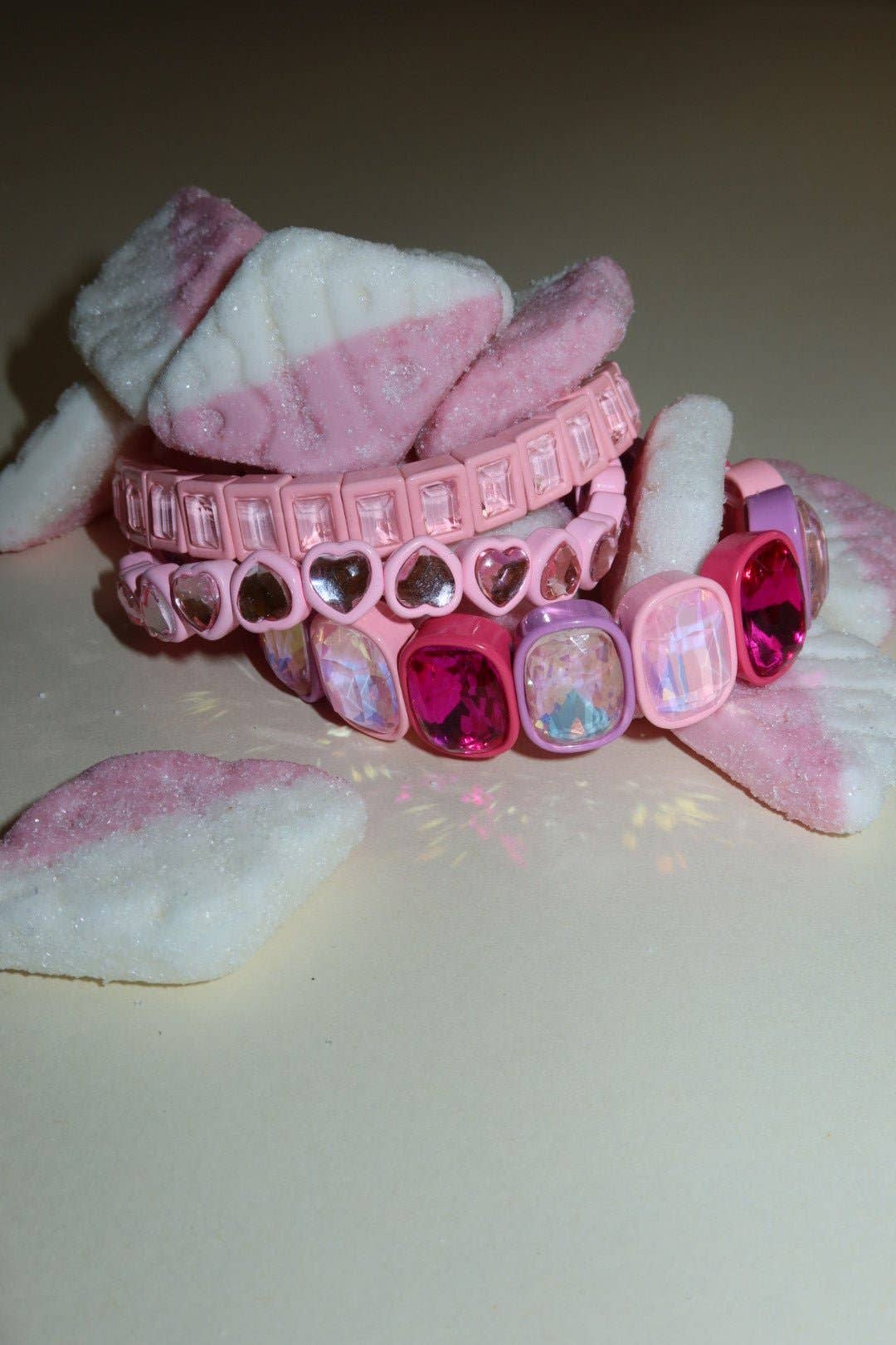 Candy Gem Bracelet, Baby Pink Block