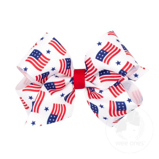 Medium Grosgrain Hair Bow, Patriotic - Magpies Paducah