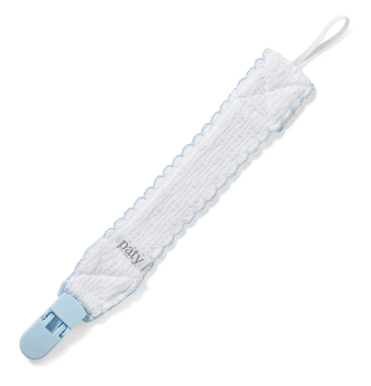 Pacifier Clip, White + Blue