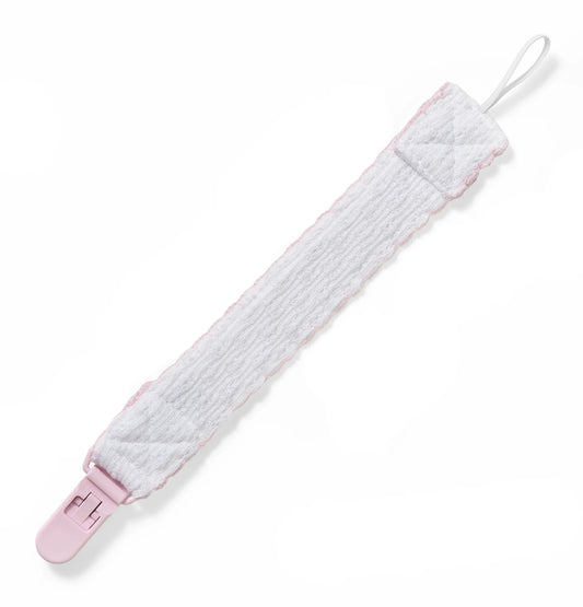 Pacifier Clip, White + Pink