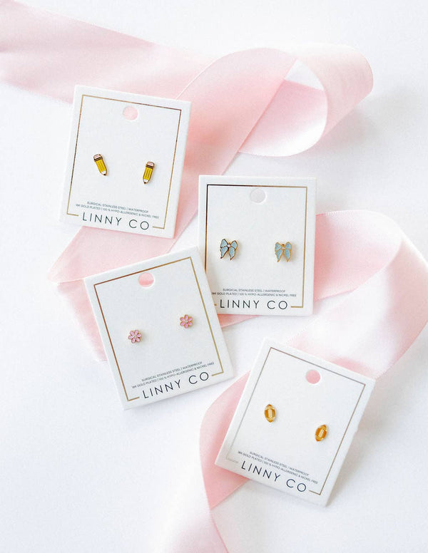 Screwback Stud Earrings - Finley Bow - Magpies Paducah