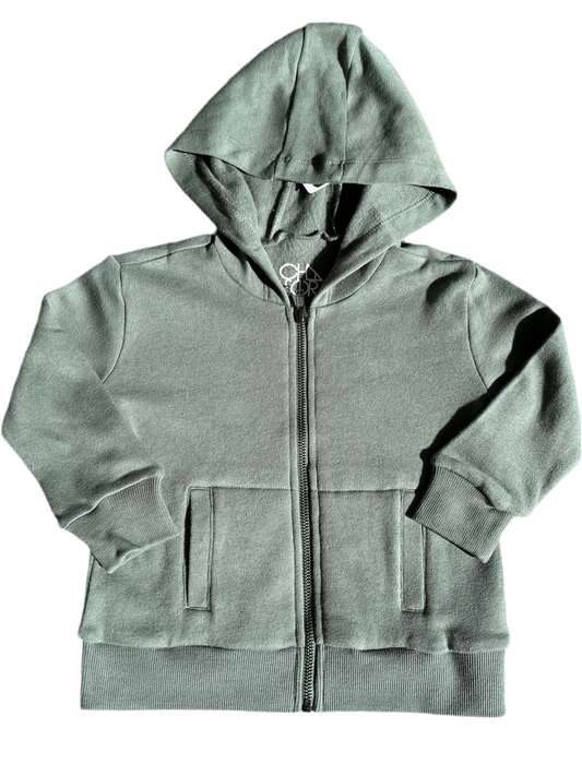 Cotton Fleece Zip Hoodie, Safari Green