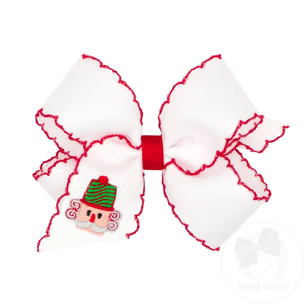 Medium Moonstitch Embroidered Hair Bow, Nutcracker - Magpies Paducah