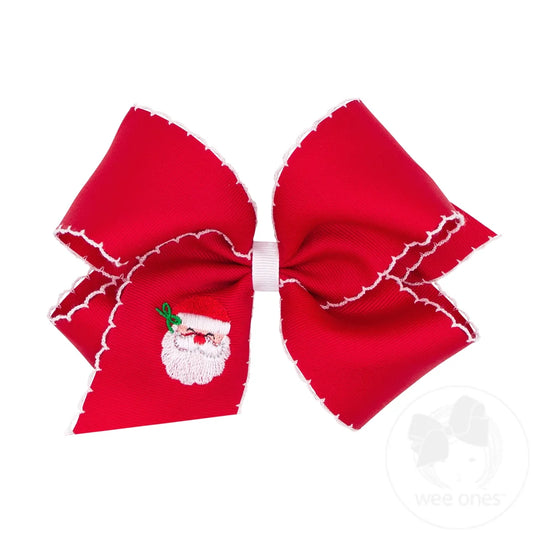 King Moonstitch Embroidered Hair Bow, Santa - Magpies Paducah