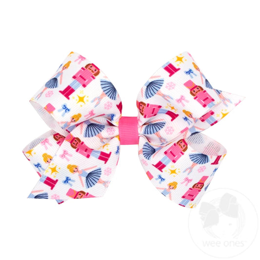 Medium Pink Print Bow, Nutcracker - Magpies Paducah