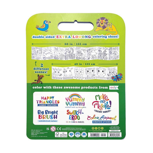 Color-A-Looong: Fold Out Coloring Book, Safari Family - Magpies Paducah