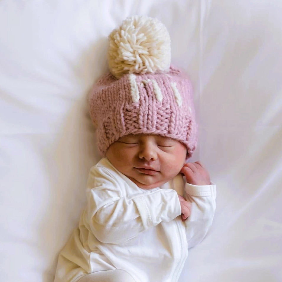 Hi Hand Knit Beanie, Rosy Pink