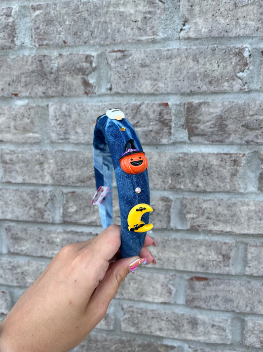 Denim Halloween Charm Headband