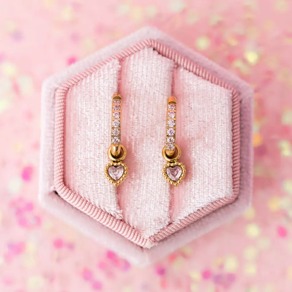 Heart Gemstone Huggie Charms