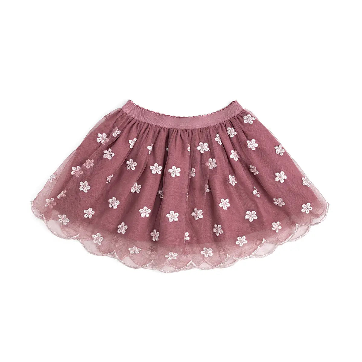 Berry Floral Embroidered Tutu Skirt