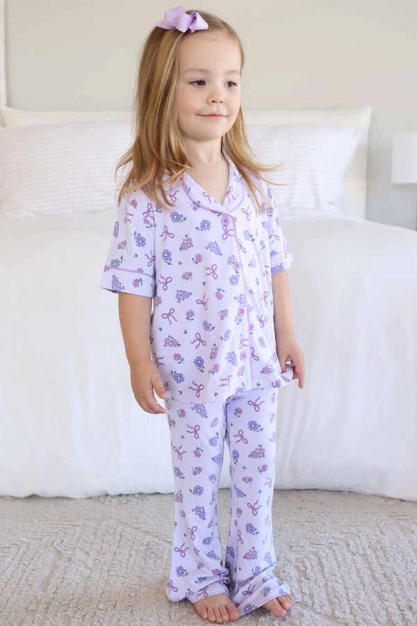 Two Piece Flare Lounge Set, Ribbon & Roses