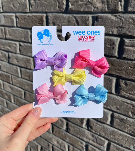 5 Pack Tiny Grosgrain Bows, Pink/Purple - Magpies Paducah