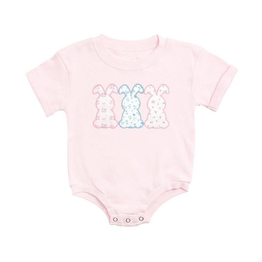 Floral Bunny Patch Easter Short Sleeve Romper - Baby - Magpies Paducah