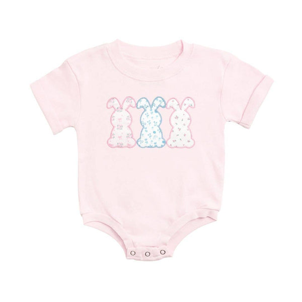 Floral Bunny Patch Easter Short Sleeve Romper - Baby - Magpies Paducah