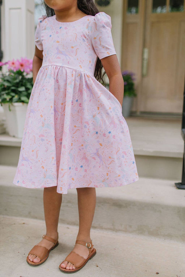 Puff Dress in Dreamy Unicorn - Magpies Paducah
