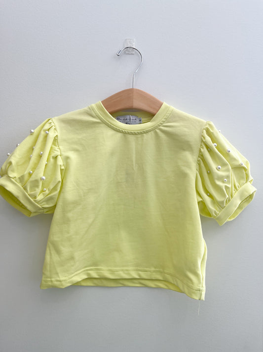 Puff Sleeve Pearls Skort Set, Yellow - Magpies Paducah