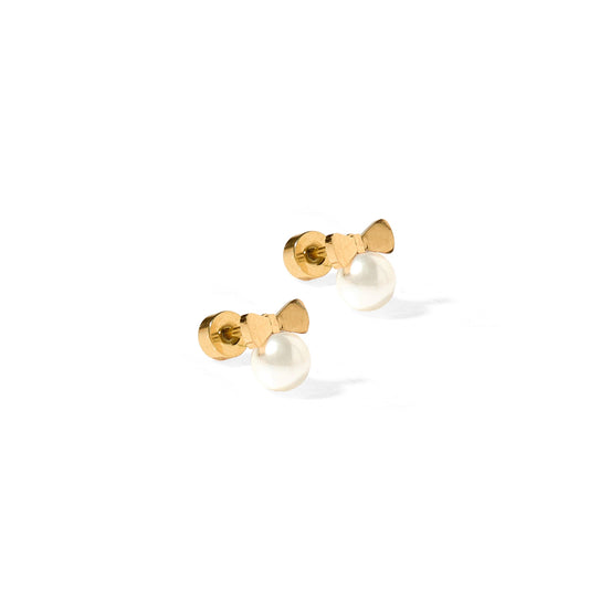 Screwback Stud Earrings - Heidi Pearl Bow - Magpies Paducah