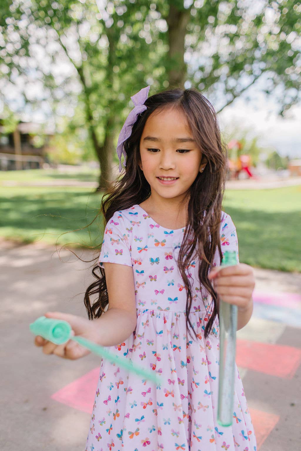 Classic Twirl Dress in Butterfly Rainbow - Magpies Paducah