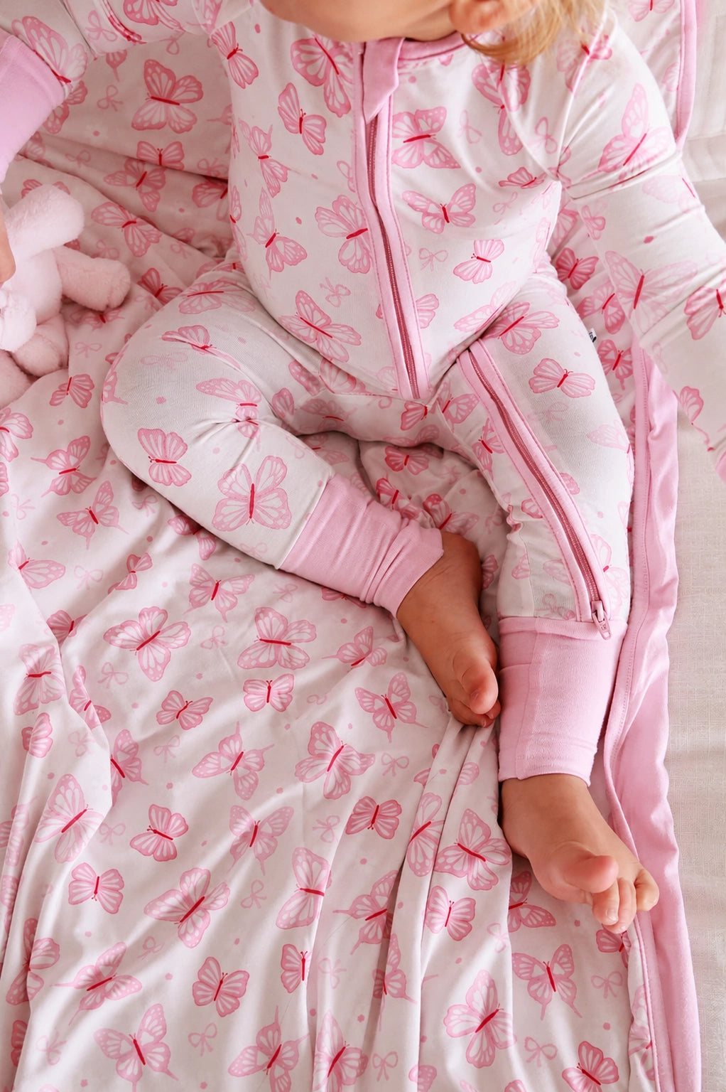 Convertible Zip Romper, Blooming Butterflies