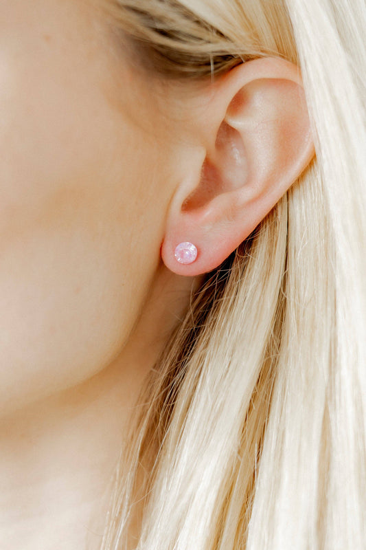 Screwback Stud Earrings Lux - Zuri Pastel Pink - Magpies Paducah