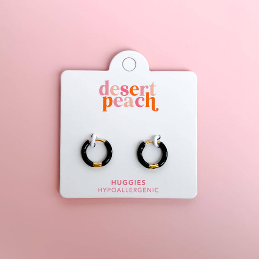 Black Huggie Hoops