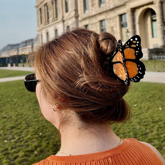 Hand-painted Monarch Butterfly Claw Hair Clip