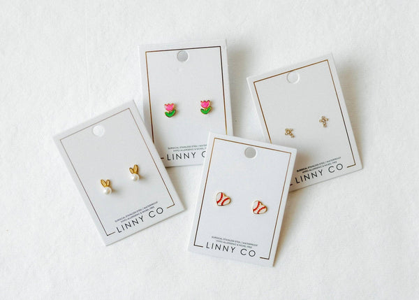 Screwback Stud Earrings - Tulip Pink - Magpies Paducah