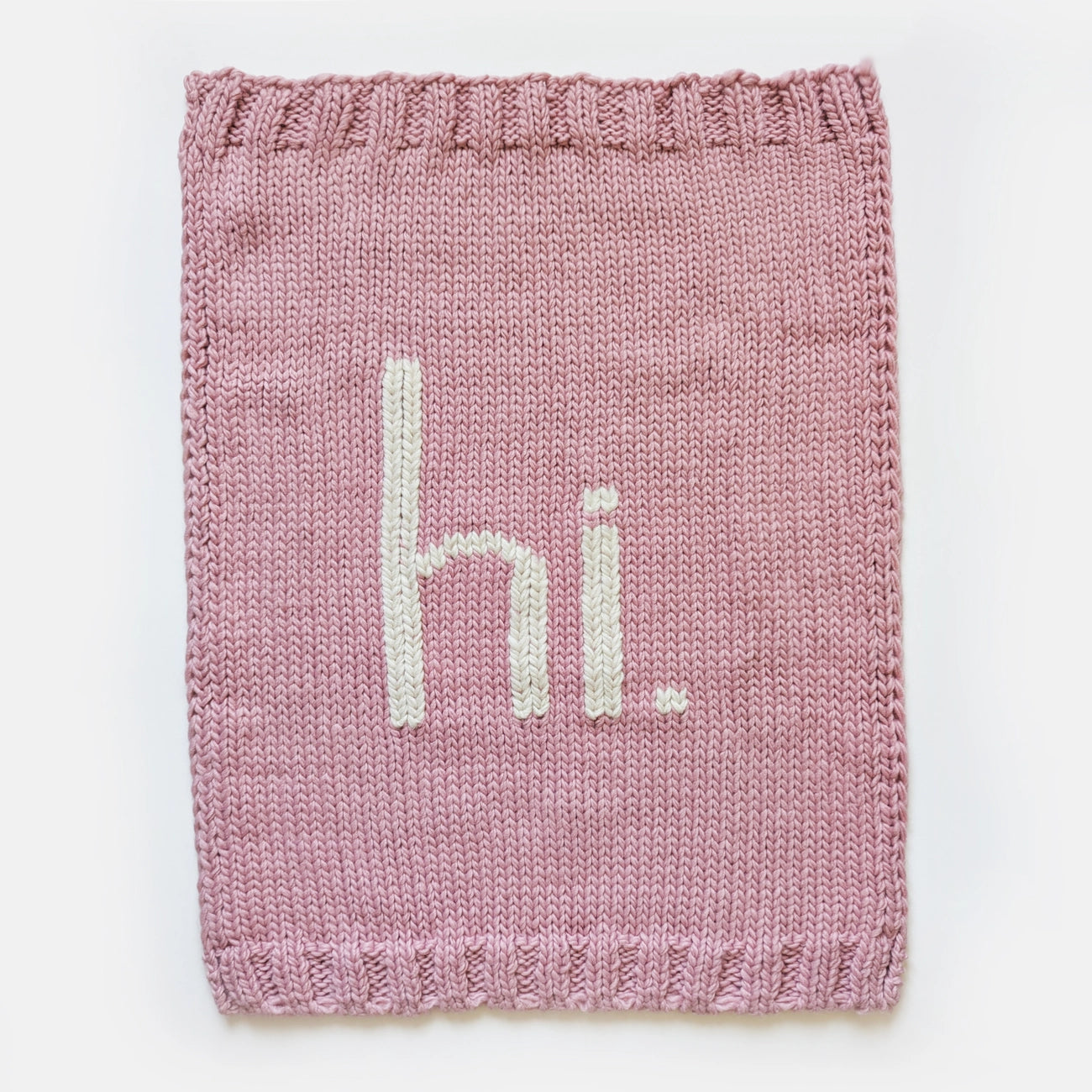 Hi Hand Knit Baby Blanket, Rosy Pink