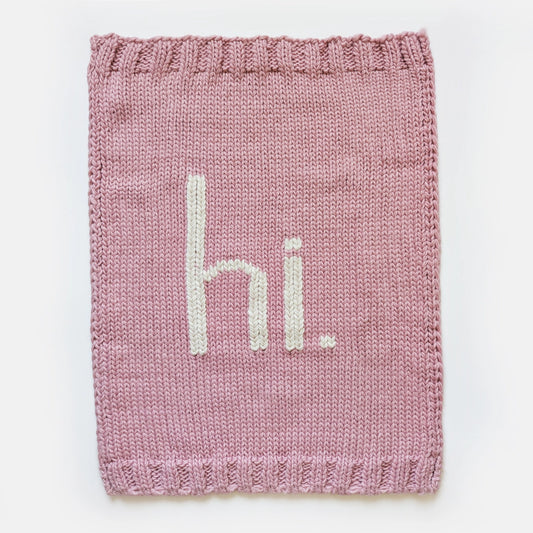 Hi Hand Knit Baby Blanket, Rosy Pink