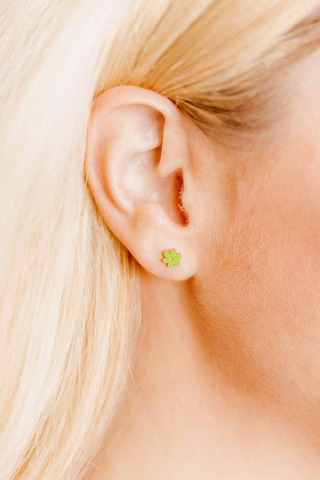 Screwback Stud Earrings - Alli Neon Green - Magpies Paducah