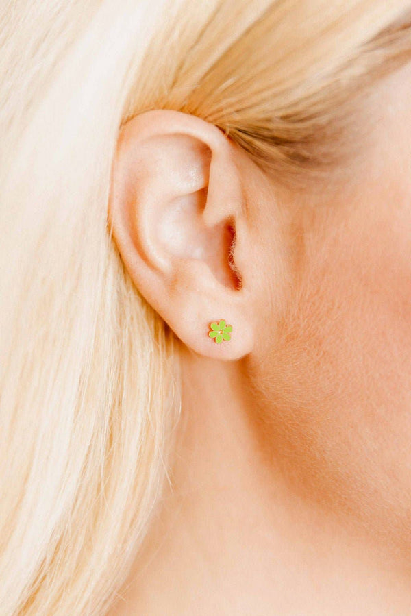 Screwback Stud Earrings - Alli Neon Green - Magpies Paducah